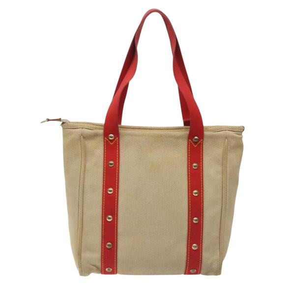 LOUIS VUITTON Antigua Cabas MM Tote Bag Beige Red M40035 - Picture 3 of 12